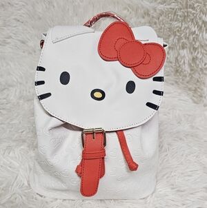 Hello Kitty Cute Embossed Drawstring Mini Backpack Kawaii Slouch Bag